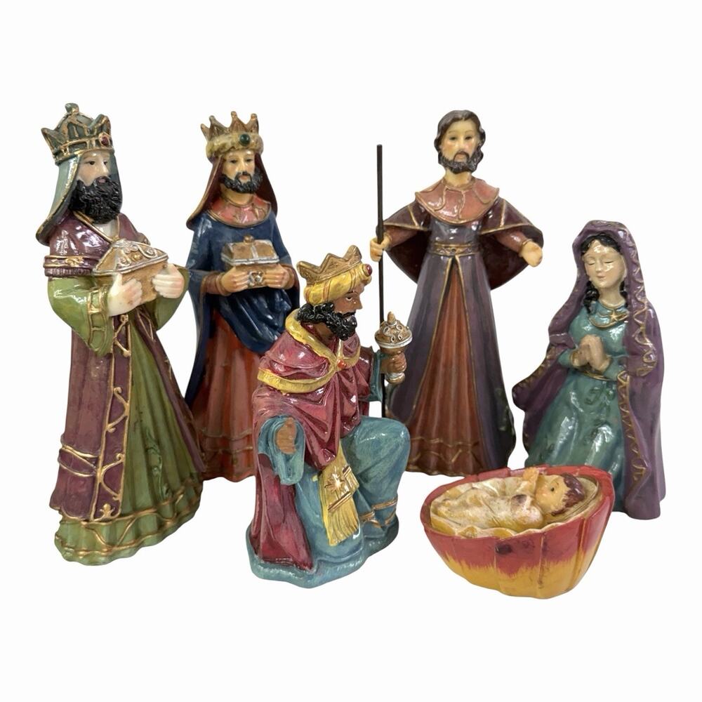 Vintage Greenbrier Int Nativity Set Of 6 Hand Painted Figurines